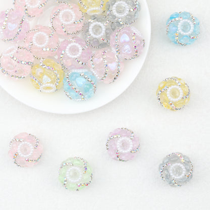 Shimmer Heart Strip Enlaced Acrylic Beads 20mm 10pcs