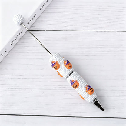 Beadable Halloween Pen with Pumpkin Ghost and Skull Designs 18