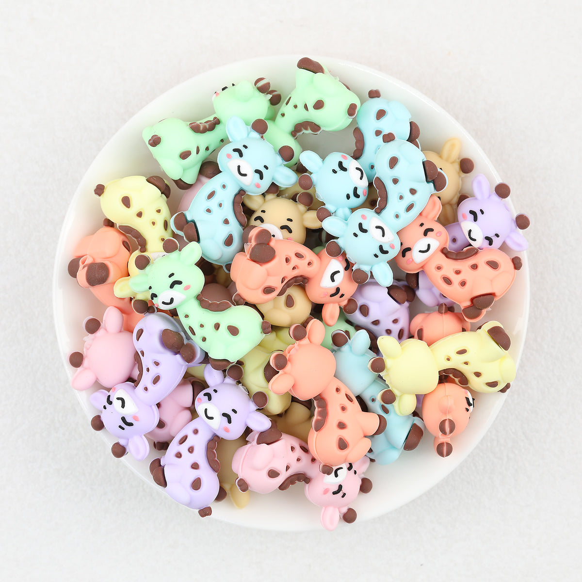 3D Multicolor Cute Giraffe Silicone Focal Beads 20Pcs 2