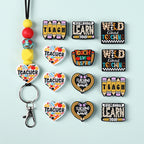 Silicone Focal Beads Teachers Day Heart Shaped Text Motifs 20pcs 9