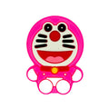Silicone Focal Beads Doraemon Holding Hands Bright Pink 20pcs