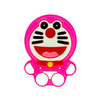 Silicone Focal Beads Doraemon Holding Hands Bright Pink 20pcs