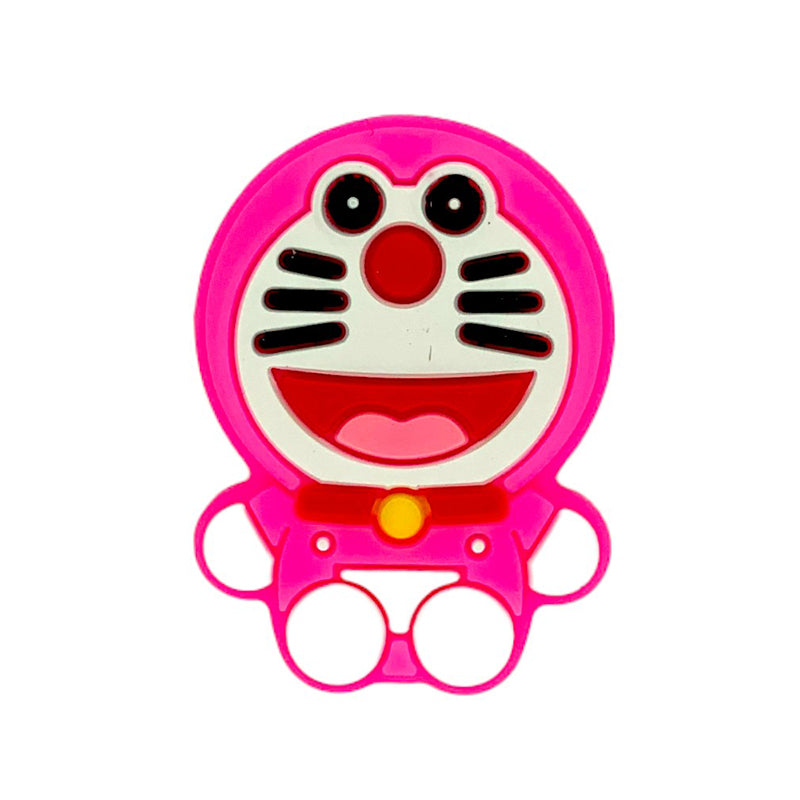 Silicone Focal Beads Doraemon Holding Hands Bright Pink 20pcs