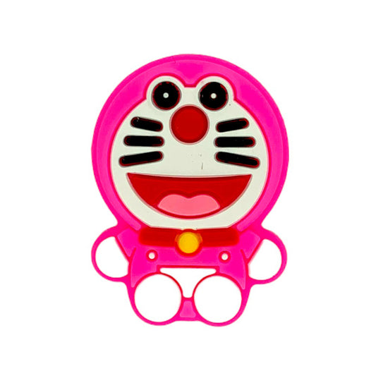 Silicone Focal Beads Doraemon Holding Hands Bright Pink 20pcs