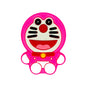 Silicone Focal Beads Doraemon Holding Hands Bright Pink 20pcs
