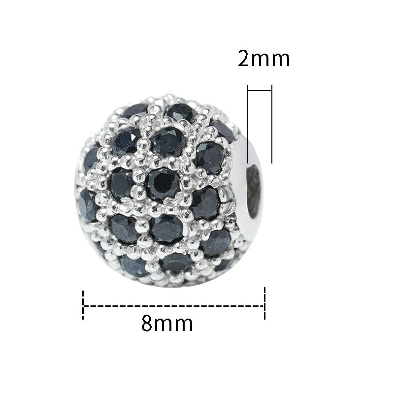 Fancy Zirconia Paved Brass Round Beads 6mm 8mm 10mm 30pcs 17