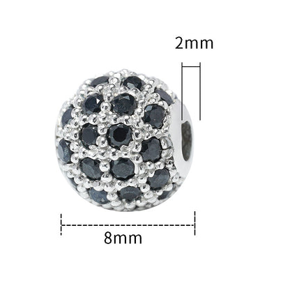 Fancy Zirconia Paved Brass Round Beads 6mm 8mm 10mm 30pcs 17