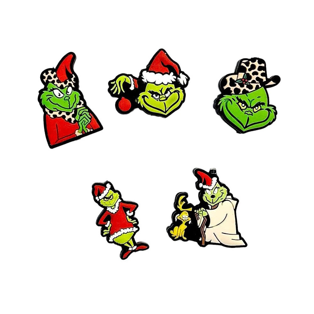 Silicone Focal Beads Grinch Santa Hats Leopard Print 20pcs