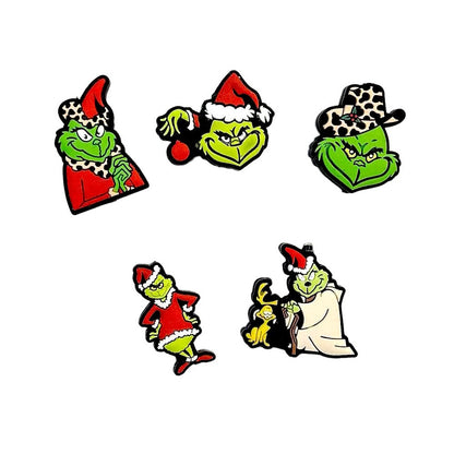 Silicone Focal Beads Grinch Santa Hats Leopard Print 20pcs