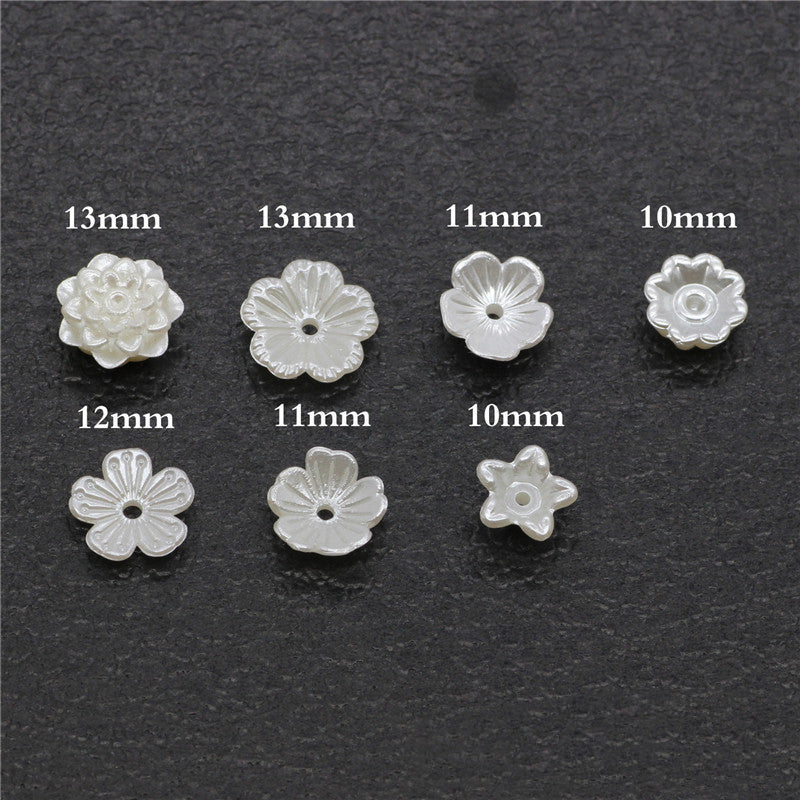 Pearl Imitation Flower Acrylic Beads 2-13mm White 100pcs 3