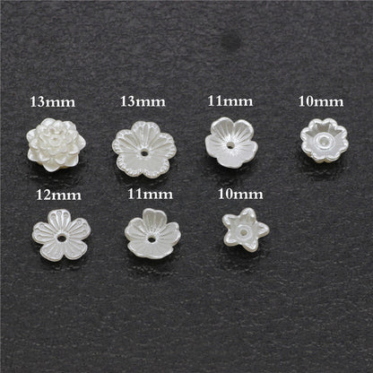 Pearl Imitation Flower Acrylic Beads 2-13mm White 100pcs 3