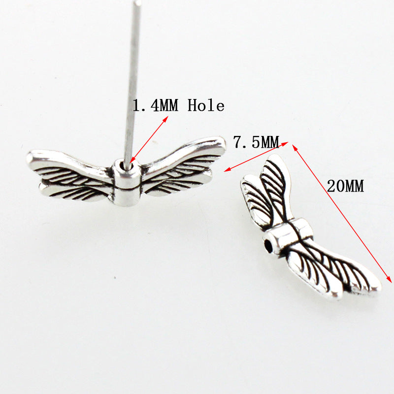 Angel Wings Metal Beads Antique Silver Tone 20pcs 2