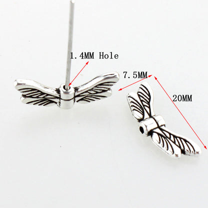 Angel Wings Metal Beads Antique Silver Tone 20pcs 2