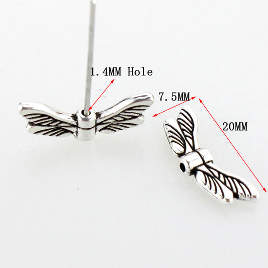 Angel Wings Metal Beads Antique Silver Tone 20pcs 2