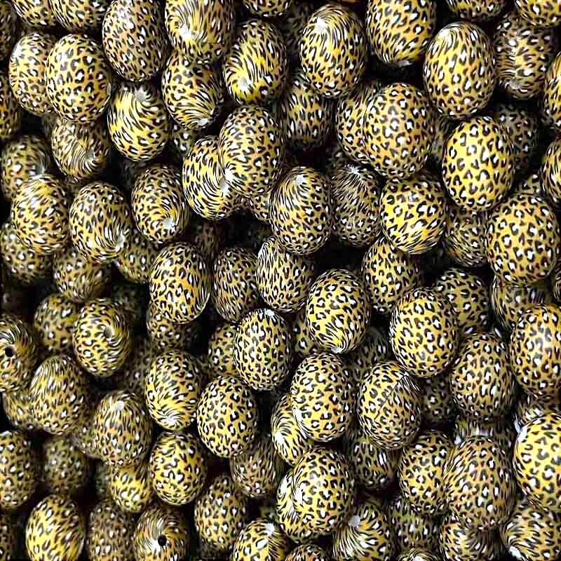 15mm Silicone Beads Multi Color Leopard Print 50pcs 3