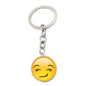 Metal Smiley Face Keychain Cheeky Wink Tongue Out Emoji Zinc Alloy 17