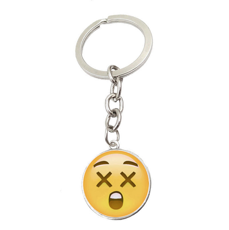 Metal Smiley Face Keychain Cheeky Wink Tongue Out Emoji Zinc Alloy 10