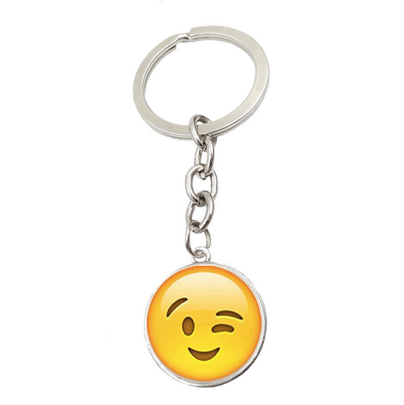Metal Smiley Face Keychain Cheeky Wink Tongue Out Emoji Zinc Alloy 18