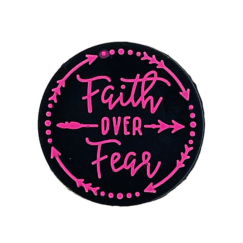 Silicone Focal Beads Faith Over Fear Circle Badge Arrow Accents 20pcs 2