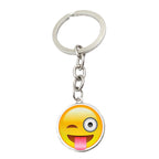 Metal Smiley Face Keychain Cheeky Wink Tongue Out Emoji Zinc Alloy