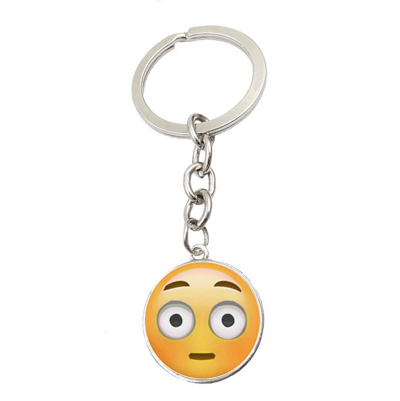 Metal Smiley Face Keychain Cheeky Wink Tongue Out Emoji Zinc Alloy 12