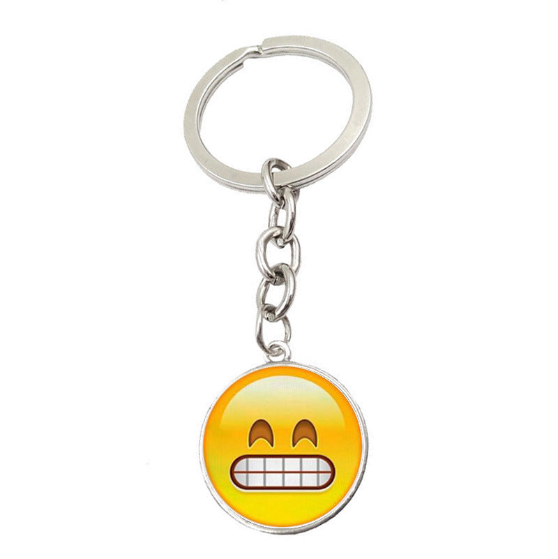 Metal Smiley Face Keychain Cheeky Wink Tongue Out Emoji Zinc Alloy 8
