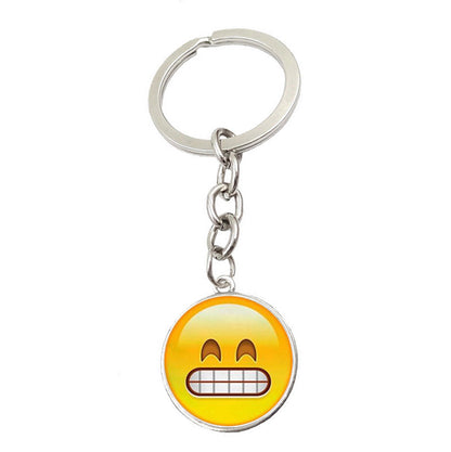 Metal Smiley Face Keychain Cheeky Wink Tongue Out Emoji Zinc Alloy 8