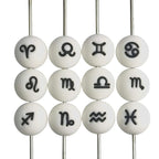 15mm Silicone Beads Zodiac Signs Astrology Theme Printed Design 50pcs