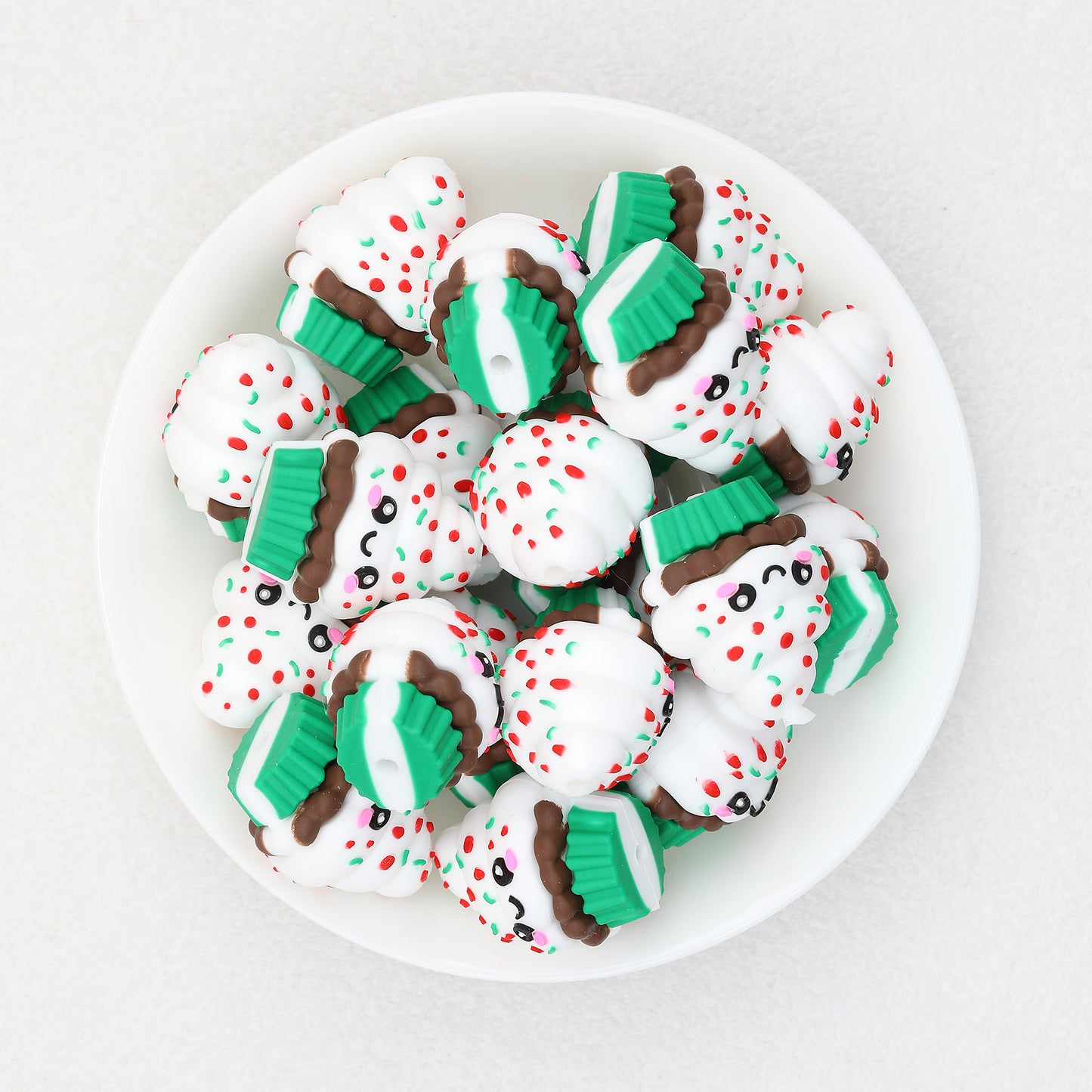 3D Crushed Sugar Cake Cup Focal Beads 20 pcs 4