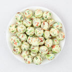 Christmas Theme 15mm Printed Silicone Round Beads 50pcs - Christmas Leaves