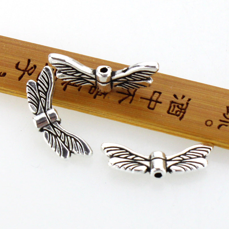 Angel Wings Metal Beads Antique Silver Tone 20pcs 3