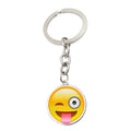 Metal Smiley Face Keychain Cheeky Wink Tongue Out Emoji Zinc Alloy 5