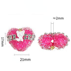 Crown Bear Heart Rhinestone Beads 17x21mm Colorful 5pcs 2