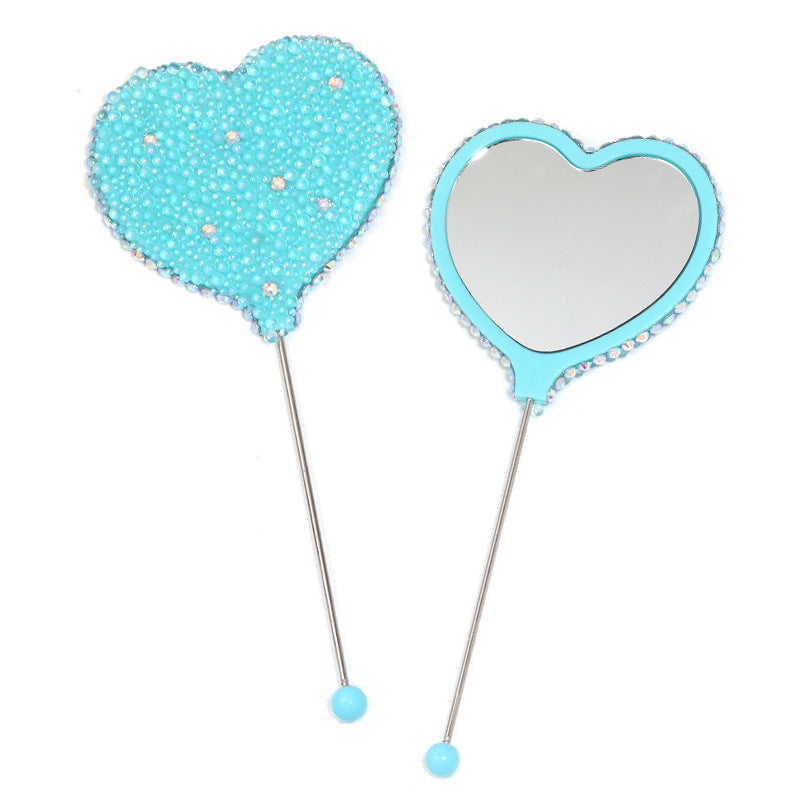 Beadable Heart Shape Handheld Makeup Mirror 14