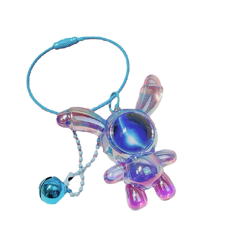 Acrylic Bunny Keychain Cartoon Colorful Crystal Long Ear Charm 5