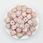 Floral Pattern 13.5mm Square Silicone Beads Printed Design 50pcs 8