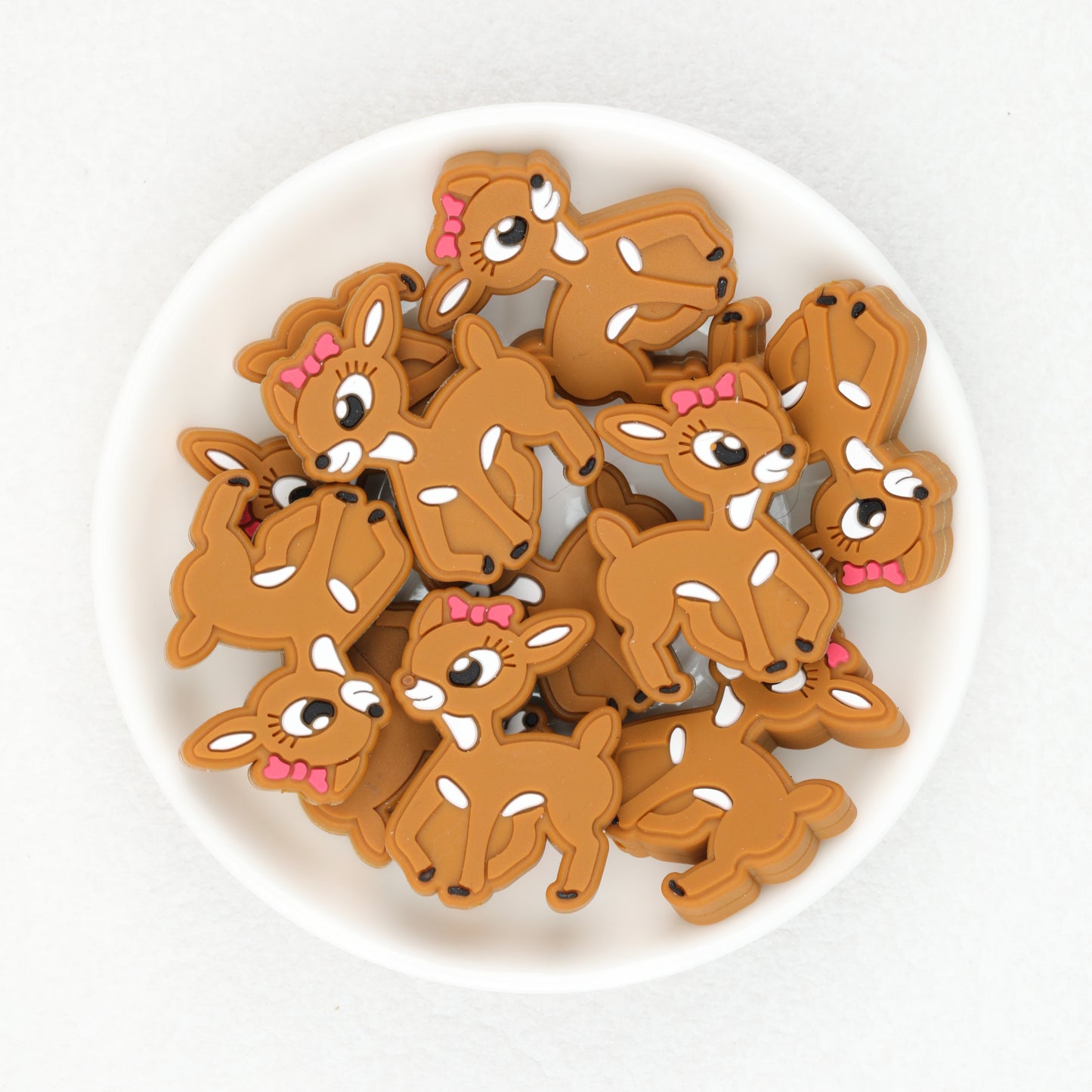 Cute Deer with Bow Silicone Focal Beads 20 pcs 3
