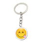 Metal Smiley Face Keychain Cheeky Wink Tongue Out Emoji Zinc Alloy 21