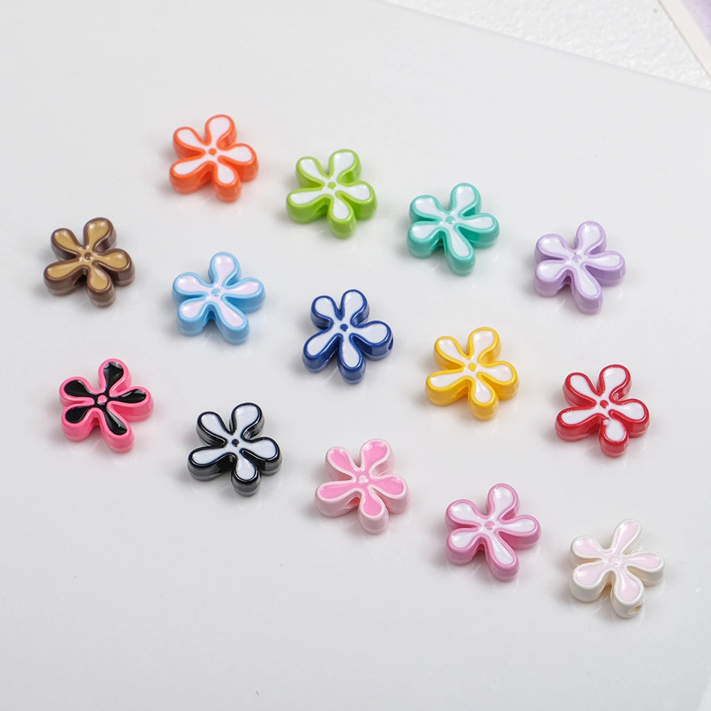 Irregular Sponge Flower Acrylic Beads 14mm Glossy Colorful 50pcs 2