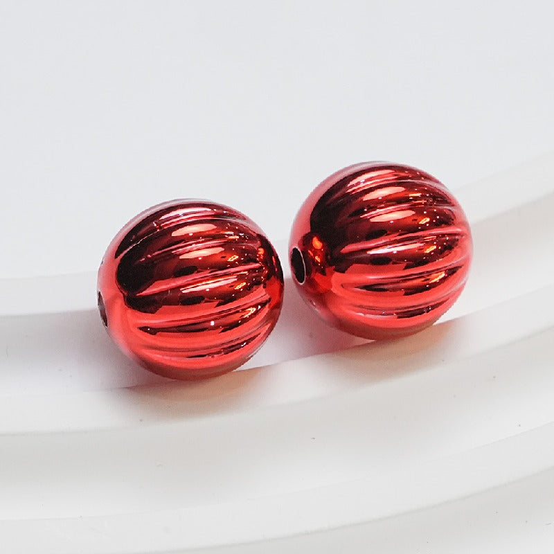 Plated Pumpkin Acrylic Beads 14mm Glossy Metallic Colors 50pcs 5