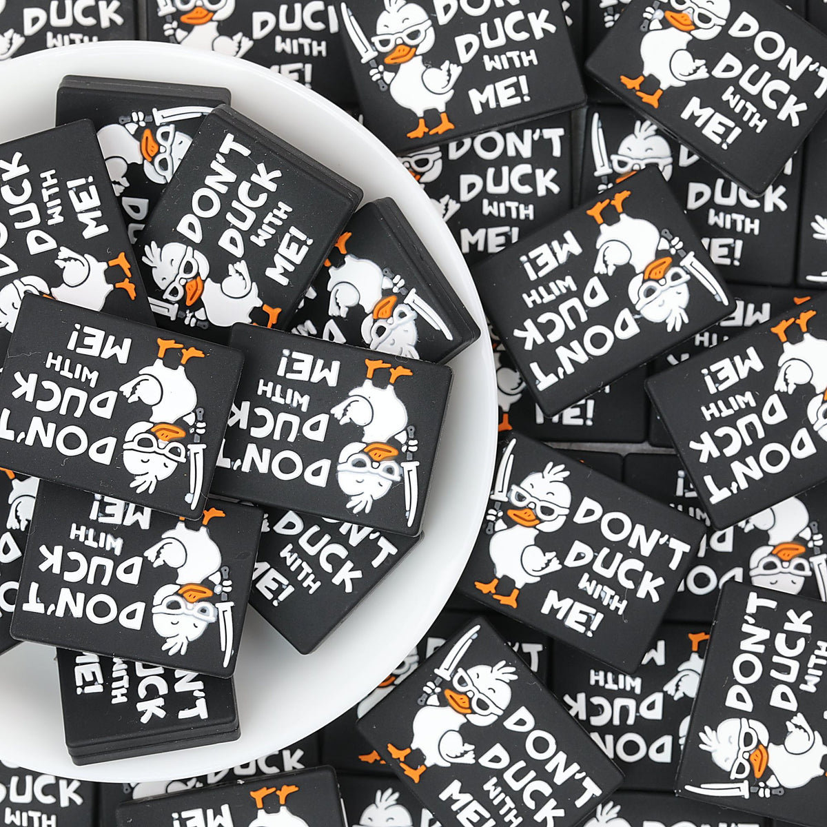 Silicone Focal Beads Handsome Ducks Black Sunglasses Sword 20pcs