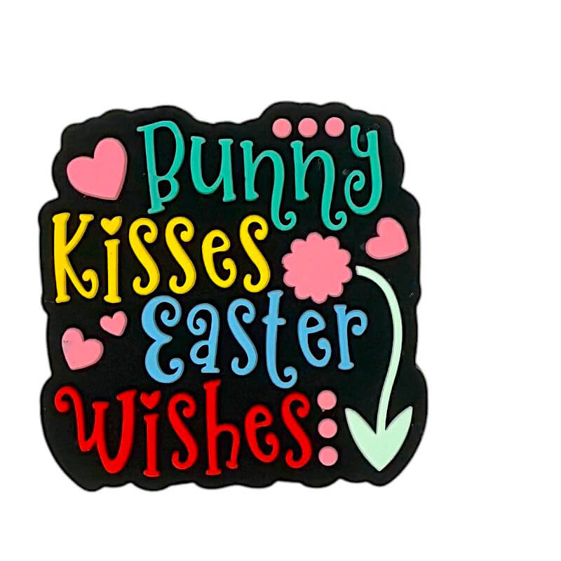 Silicone Focal Beads Bunny Kisses Easter Wishes Lettering Hearts 20pcs