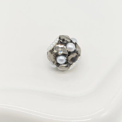 Embellished Bubblegum Beads 16mm Faceted Mini Pearl Paved 4pcs 9