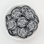Black Silicone Focal Beads Salty Bitch Design 20pcs