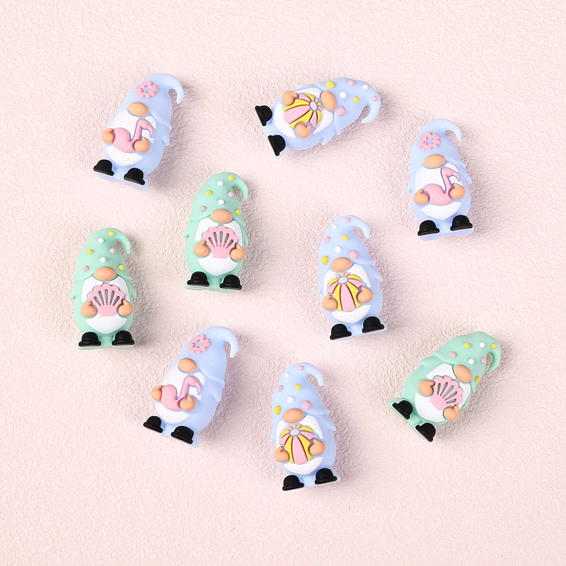 Silicone 3D Focal Beads Summer Dwarf Holding Flamingo 4