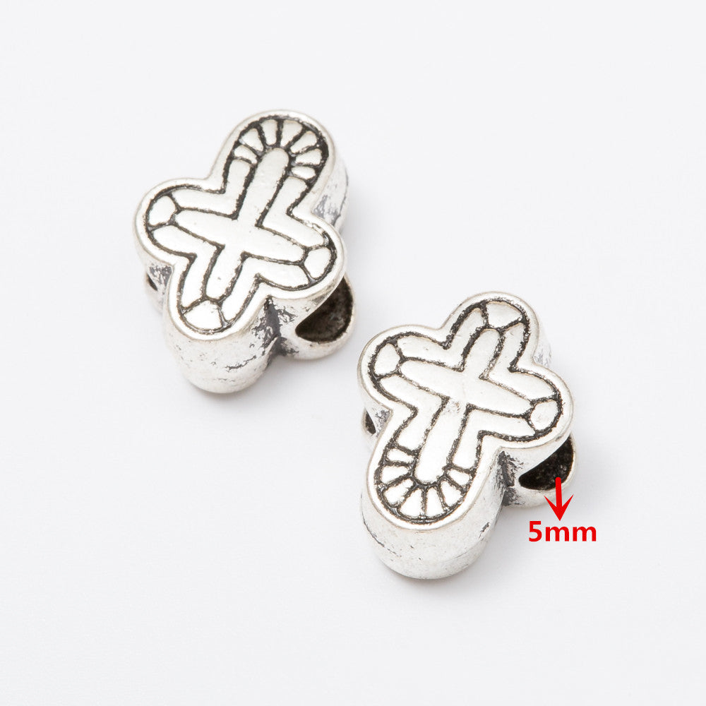 Vintage European Style Metal Beads Zinc Alloy Aged Silver Tone 50pcs 2