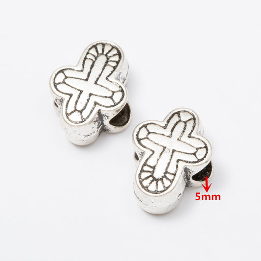 Vintage European Style Metal Beads Zinc Alloy Aged Silver Tone 50pcs 2