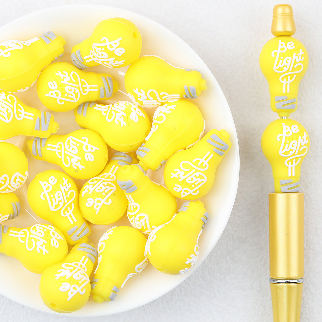 3D Be Light Bulb Silicone Focal Beads 20Pcs 