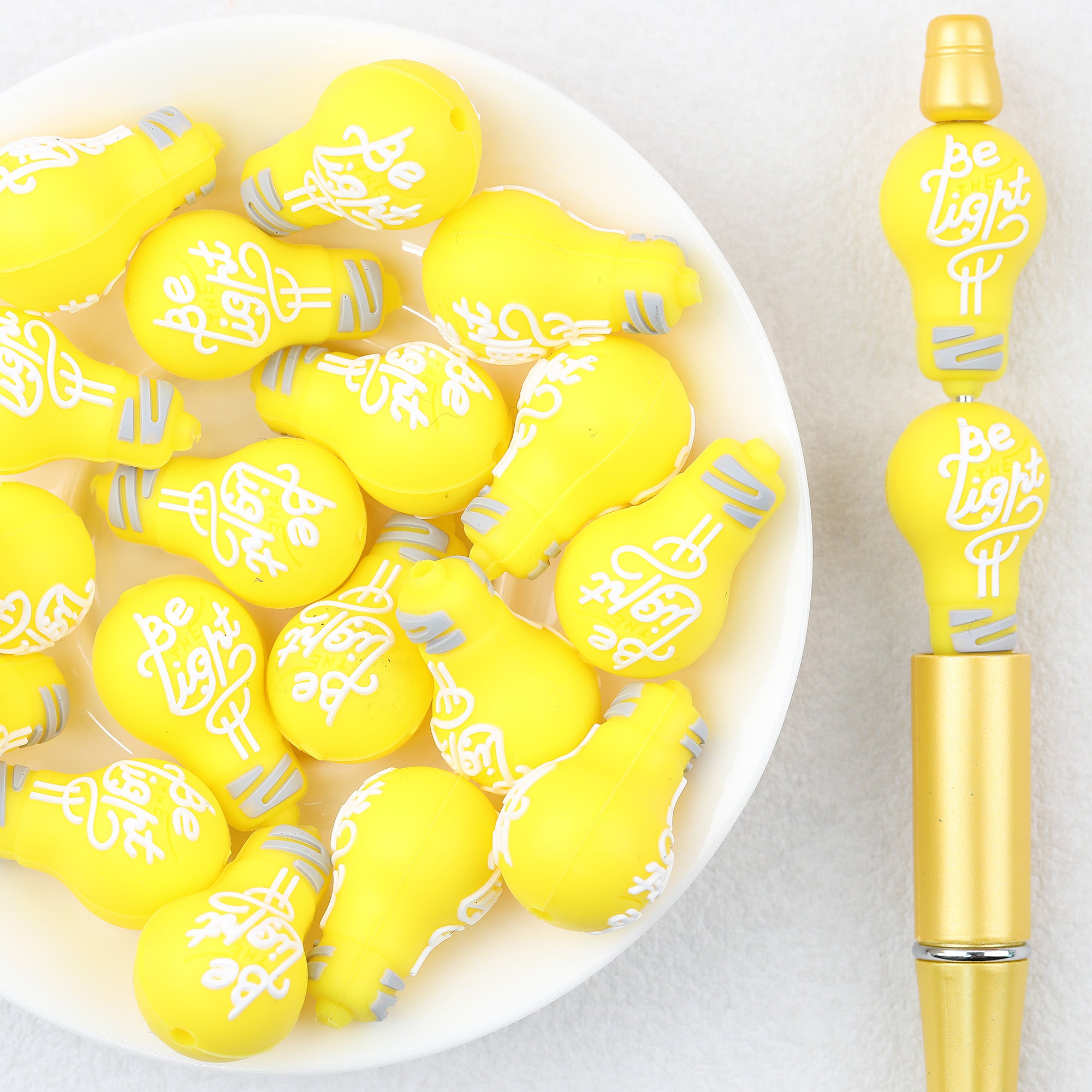 3D Be Light Bulb Silicone Focal Beads 20Pcs 