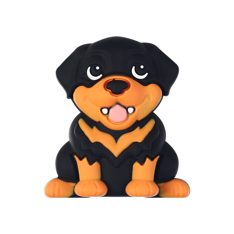 Silicone 3D Focal Beads Puppy Sitting Pose Smiling Face 20pcs 16
